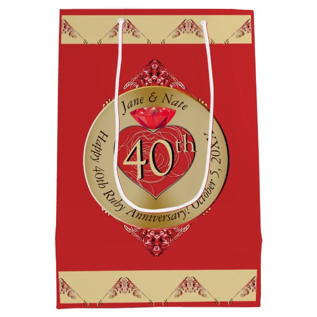 40th/15th Ruby Red  Medium Gift Bag (Back)