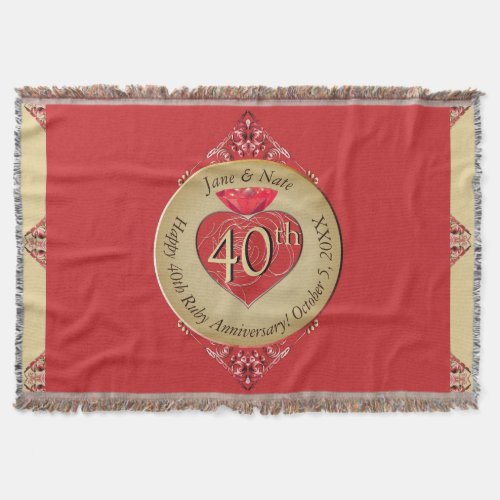 40th15th Ruby Red  Throw Blanket