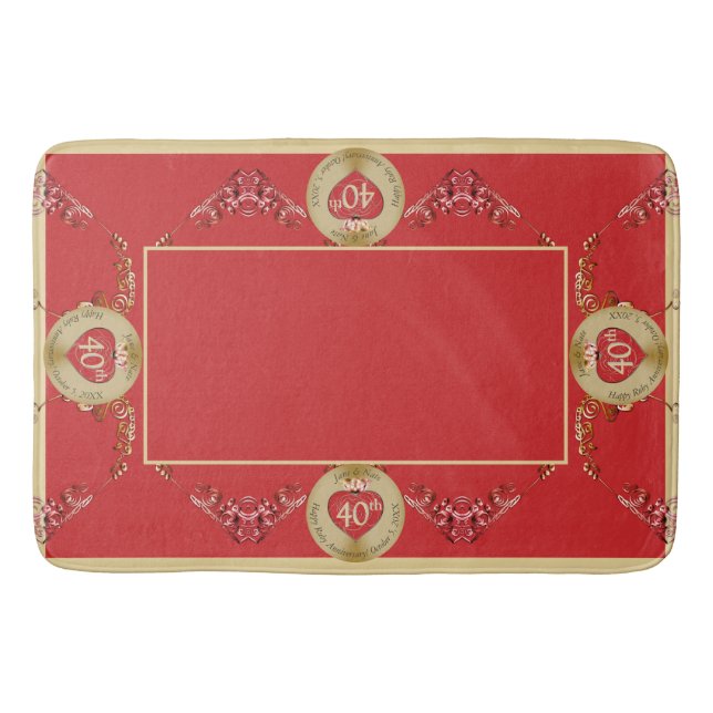 40th/15th Ruby Red Wedding Anniversary  Bath Mat (Front)