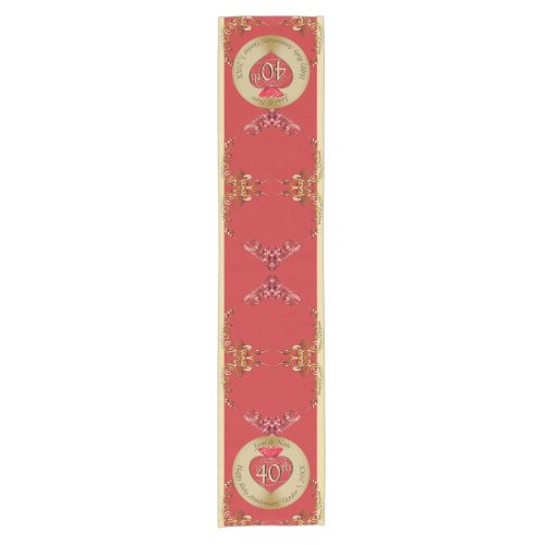40th15th Ruby Red Wedding Anniversary  Short Table Runner