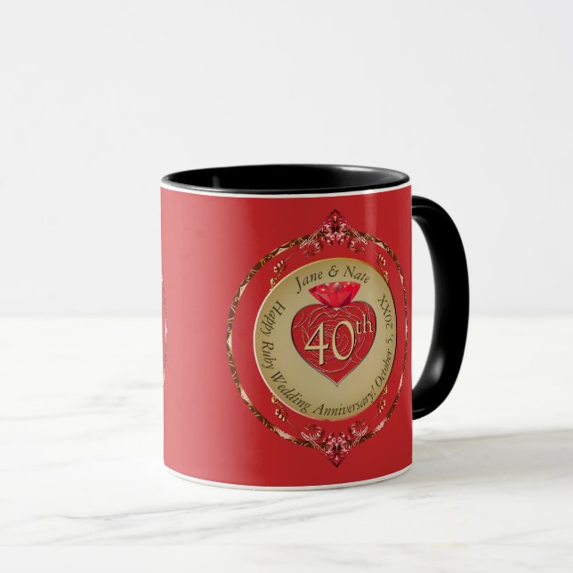 40th/15th Ruby Wedding Anniversary Mug (Front Right)