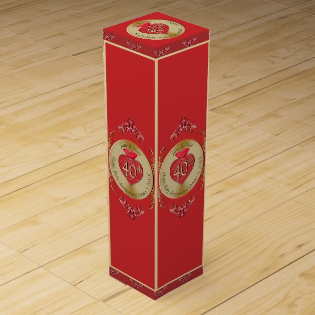 40th & 15th Ruby Wedding AnniversaryWine Gift Box (Front)