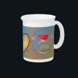40th, 15th Wedding Anniversary Ruby Photo Beverage Pitcher<br><div class="desc">So,  are you looking for that unique gift for her 40th or 15th anniversary,  with a nod to rubies and roses,  and a place for your beautiful pic? Then perhaps my original graphics on Zazzle's porcelain pitchers will be just the right gift!</div>
