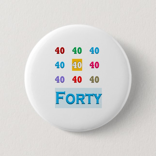40th 40 Fortieth Anniversary Birthday ELEGANT gift Button (Front)