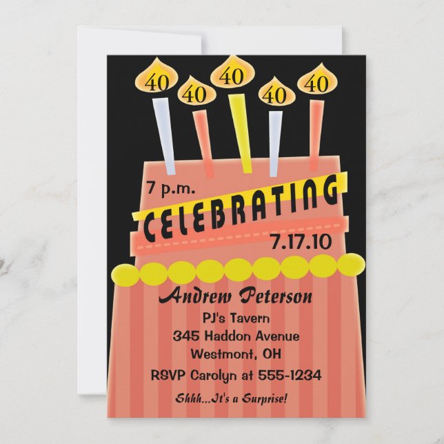 40th - 49th Birthday Party Personalized Invitation (Front)