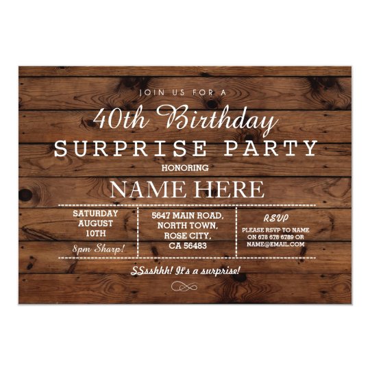 40th 50th 60th Birthday Party Wood Surprise Invite Zazzle 40th 50th 60th Birthday Party Wood Surprise Invite