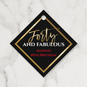 40th AND FABULOUS Birthday Black Gold Gift Tag