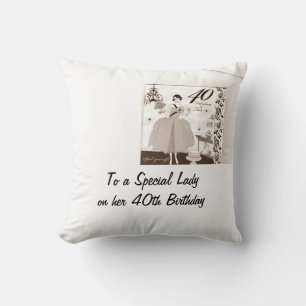 "40th AND FABULOUS BIRTHDAY PILLOW" Throw Pillow