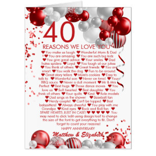 40th Anniversary 40 Reasons We Love You BIG Card