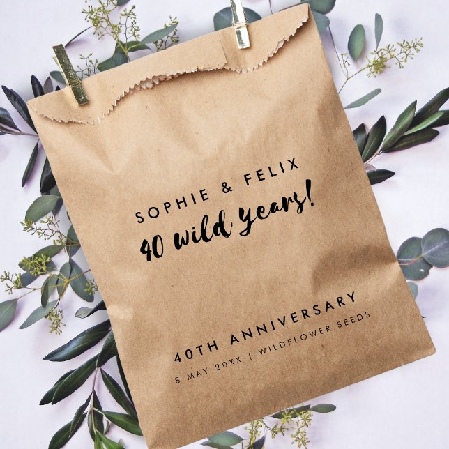 40th Anniversary | 40 Wild Years Rustic Kraft Seed Favor Bag (Creator Uploaded)
