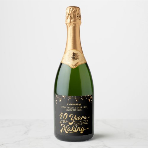 40th Anniversary 40 YEARS IN THE MAKING Black Gold Sparkling Wine Label