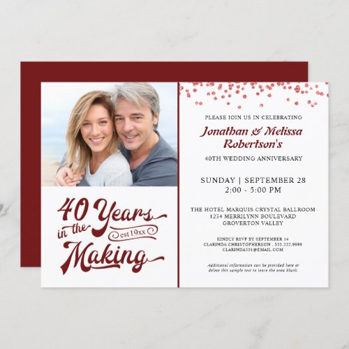 40th Anniversary 40 YEARS IN THE MAKING Ruby Invitation