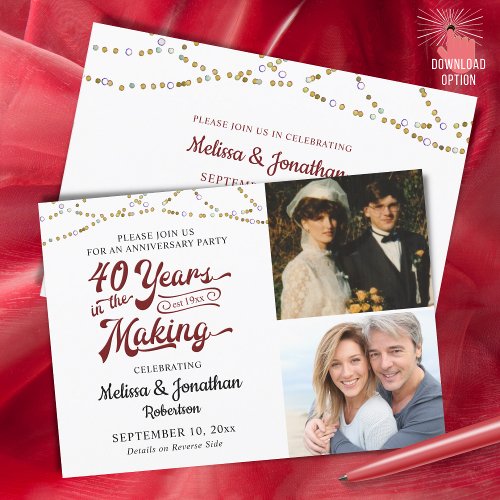 40th ANNIVERSARY 40 YEARS IN THE MAKING Ruby Invitation