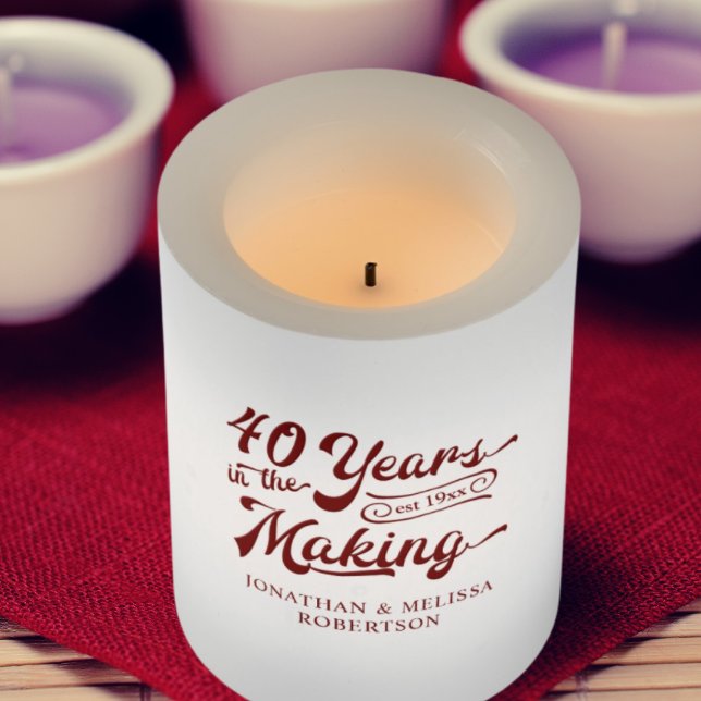 40th Anniversary 40 YEARS IN THE MAKING Ruby Pillar Candle (Creator Uploaded)