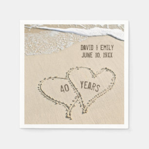 40th Anniversary Beach Hearts Napkins