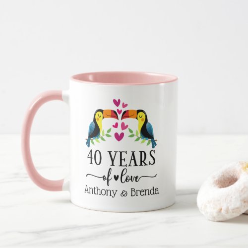 40th Anniversary Bird Couple Matching Mug