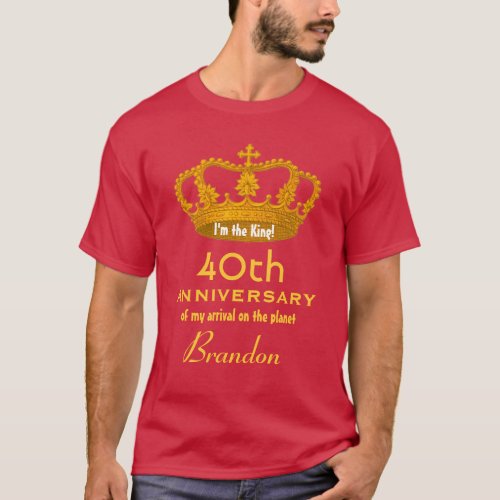 40th Anniversary Birthday King FUNNY V02A T_Shirt