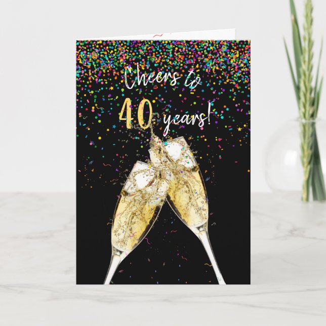40th Anniversary Champagne Toast Card (Front)