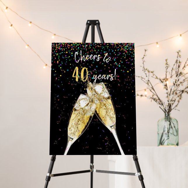 40th Anniversary Champagne Toast Foam Board (In Situ (Stand))