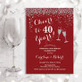 40th Anniversary - Cheers to 40 Years Silver Red Invitation