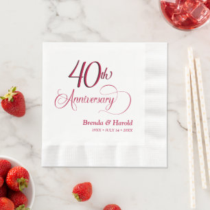 40th Anniversary Cocktail Napkins