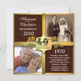 40th anniversary elegant photo invitations | Zazzle