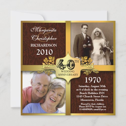 40th anniversary elegant photo invitations