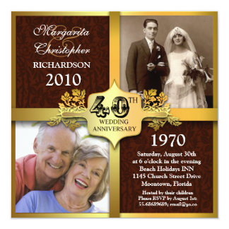 40th anniversary elegant photo invitations