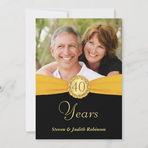 40th Anniversary - Faux Pocket Style with Monogram Personalized Invites