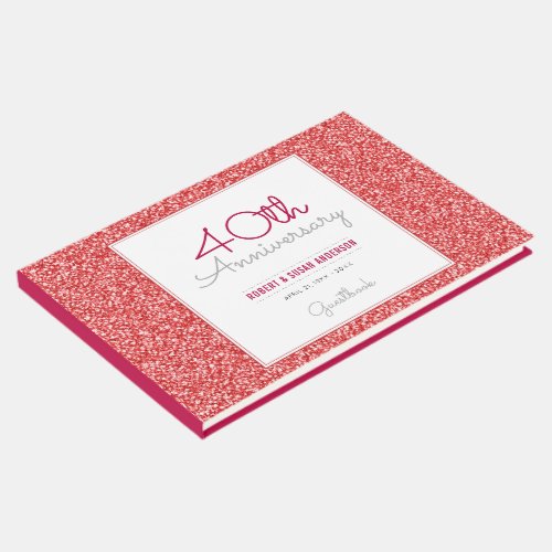 40th Anniversary Faux Red Glitter Guest Book