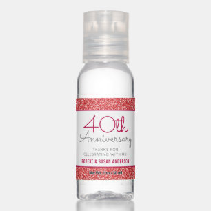 40th Anniversary Faux Silver Glitter Hand Sanitize Sanitizer