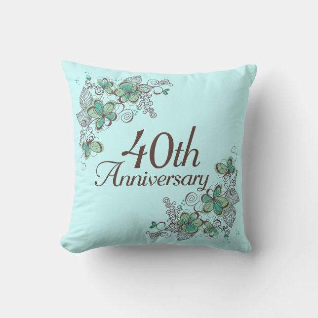 40th Anniversary Gift Throw Pillow (Front)