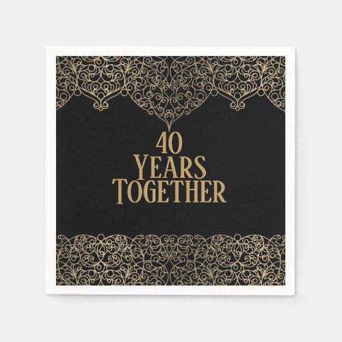 40th Anniversary Gold Lace On Black Napkins