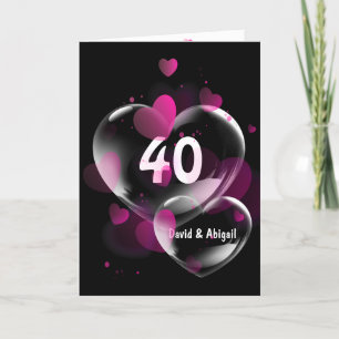 40th Anniversary Heart Bubbles on Black Card