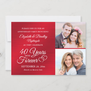40th Anniversary Hearts YEARS INTO FOREVER 2 Photo Invitation