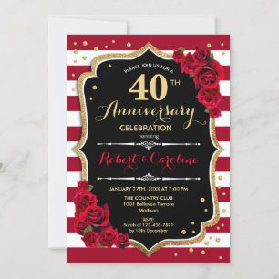 40th Anniversary Invitation - Red Gold Black