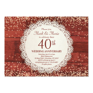 40th Anniversary Invitation Red Ruby Anniversary