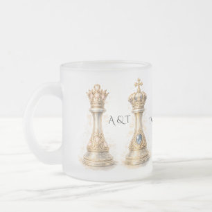 40th Anniversary King Queen Gift Elegant Frosted Glass Coffee Mug