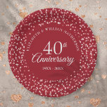 40th Anniversary Love Hearts Confetti Paper Plates<br><div class="desc">Featuring delicate ruby love hearts confetti. Personalise with your special forty years ruby anniversary information in chic lettering. Designed by Thisisnotme©</div>