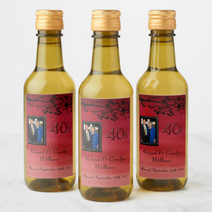 40th Anniversary Lovebirds Photo Wine Label
