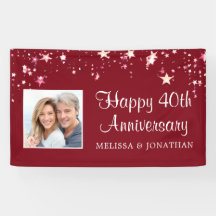 Happy 40th Ruby Anniversario CHAMPAGNE Bunting Design Carta BELLA strofa 