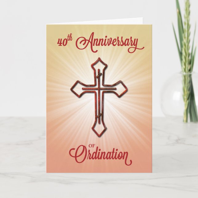 40th Anniversary of Ordination, Ruby Cross Card (Front)