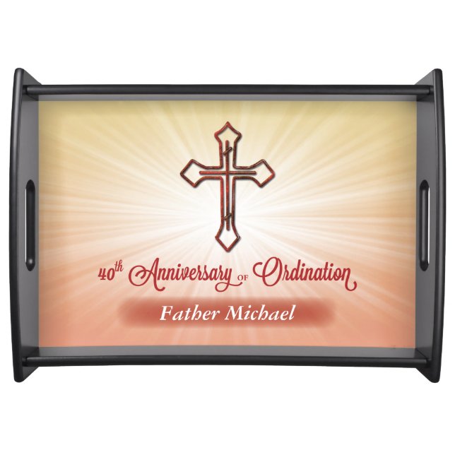 40th Anniversary of Ordination, Ruby Cross on Star Serving Tray (Front)