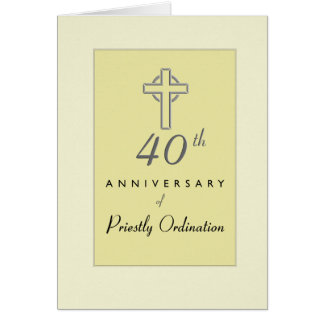 40th Anniversary of Priest with Embossed Cross, Re Card