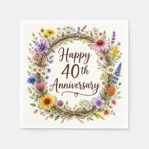 40th Anniversary Paper Napkins, 40 Years Wedding Napkins