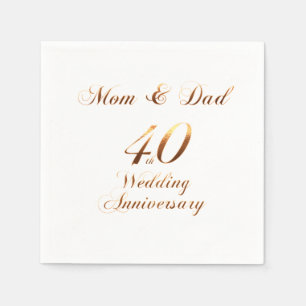40th Anniversary Parents Ruby Wedding Anniversary Napkins