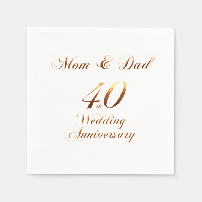 40th Anniversary Parents Ruby Wedding Anniversary Napkins (Front)