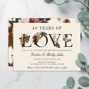 40th Anniversary Party 40 Years of Love Invitation
