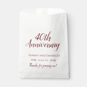 40th Anniversary Party Favor Treat Cake Bags