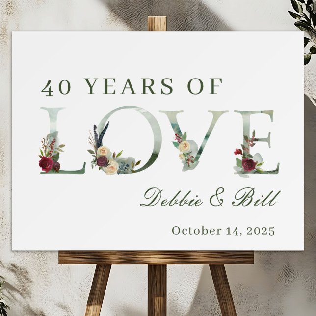 40th Anniversary Party Floral Welcome Sign  (Creator Uploaded)